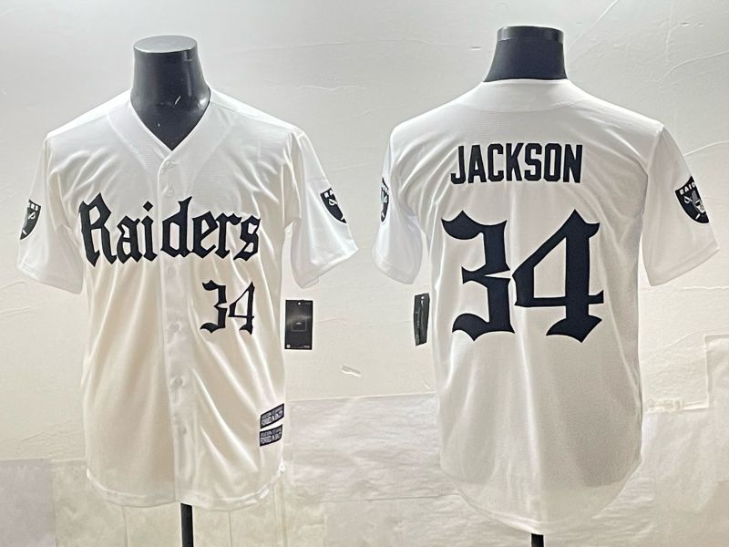 Men 2025 Oakland Raiders 34 Jackson white 6th generation Joint Name Nike Limited NFL Jersey style 04